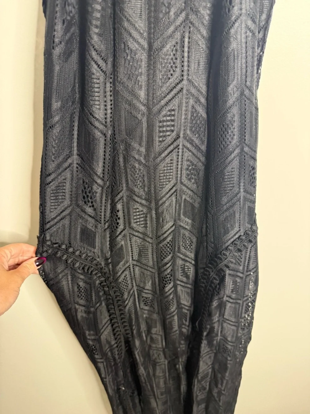 Guess Black Lace Halter Maxi Dress size medium slits - Picture 4 of 10